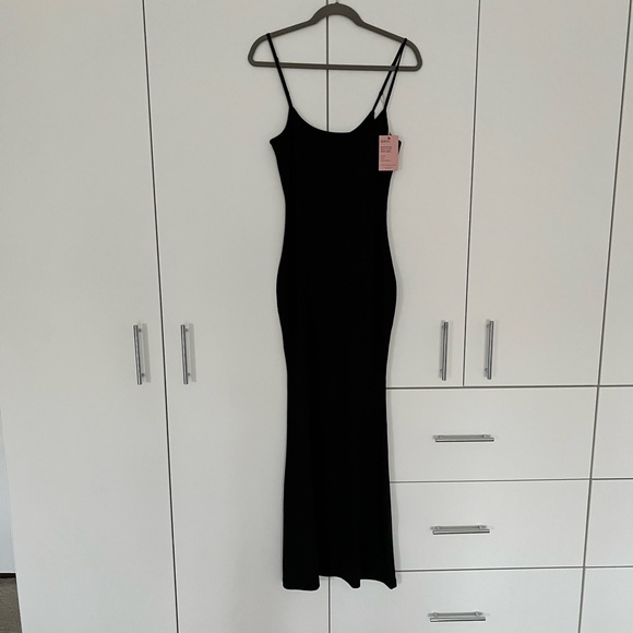 Quince Women’s Black Tencel Rib Knit Maxi Slip Dress sz L NWT Sleeveless Long - Picture 2 of 4